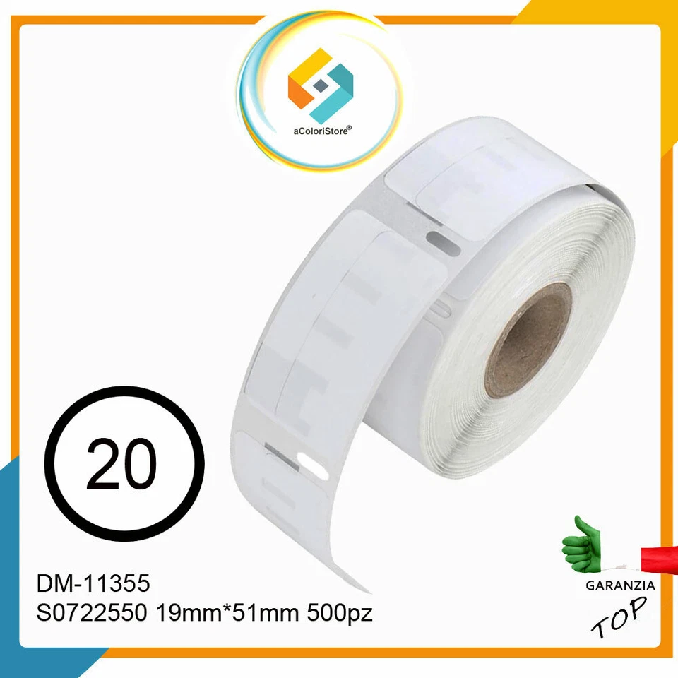 Etichette adesive per DYMO 11355 S0722550 LABELWRITER 400 450 500pz 20 rotoli