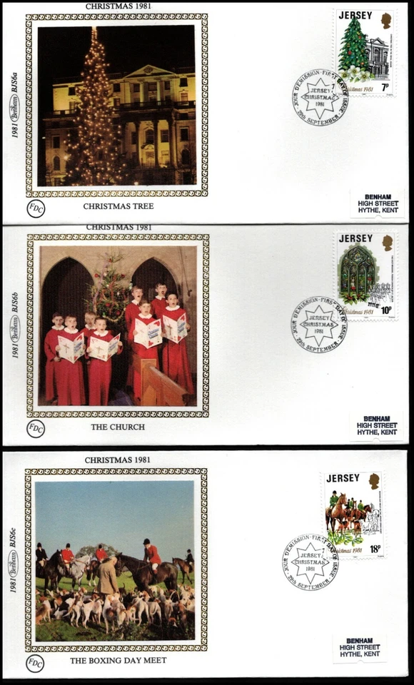 Jersey 1981 Christmas Stamps Xmas Benham BJS6a-c - Image 1 of 4