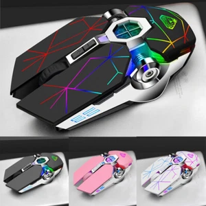 Wireless Gaming Mouse Backlit Multi-Colour For Laptop Rechargeable Silent - Picture 1 of 17