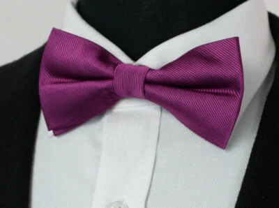 Magenta Pink Twill Pre-Tied Dickie Collar Tuxedo Mens Bow Tie Gift Christmas - Image 1 of 4