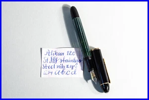 Pelikan 140 Striped Piston Filler With Steno Steel Feather - Pelikan 120 Cap - Picture 1 of 7