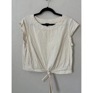 Patagonia Organic Cotton Seersucker Tie-Front Top Striped Blouse Top Sz M - Picture 1 of 7