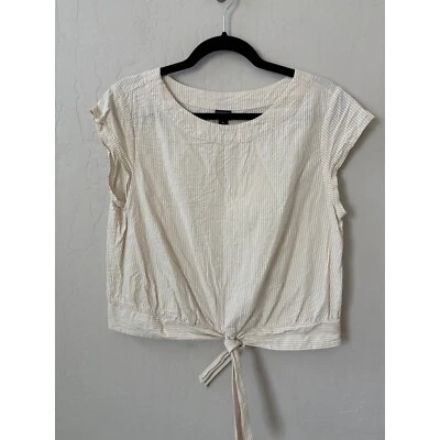 Blusa listrada Patagonia algodão orgânico Seersucker frente amarrada tamanho M - Imagem 1 de 4