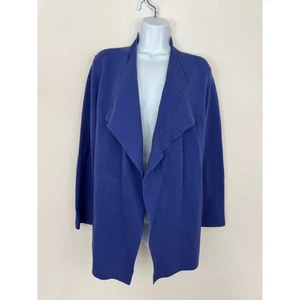 Eileen Fisher Blue Open Front Cardigan Women’s Medium – Silk Cotton Blend - Picture 1 of 7