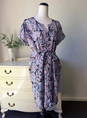 Vestido para mujer TRENERY 12 100 % lino francés estampado cachemir bolsillos cambiantes verano Foto 1 de 4