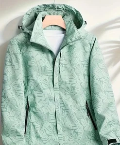 Youth Large Waterproof Rain Jacket Camping Hiking Drying Outdoor Green Teal - Picture 1 of 5