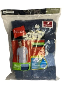 NEW Hanes Men’s Tagless Pocket T-Shirts Assorted Colors, Size Small - Picture 1 of 5