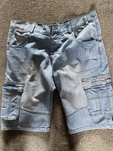 Enzo Mens Long Denim Shorts XL 36 -38 Waist Excellent Condition 100% Cotton - Picture 1 of 11