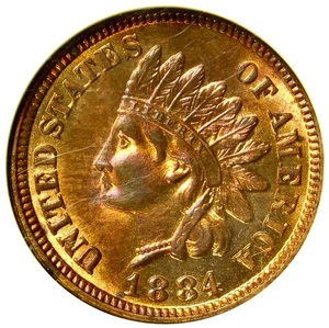 ๐ฅ๐๐ฅ๐โค๏ธโ๐ฅ๐NGC MS64RB 1884 INDIAN HEAD CENT - Picture 1 of 3