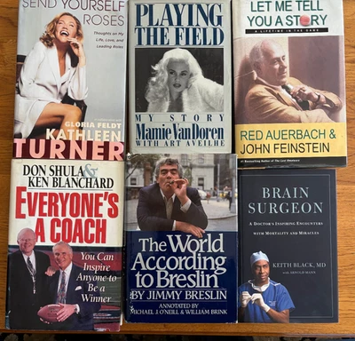 LOT 6 AUTOGRAPHED BOOKS KATHLEEN TURNER RED AUERBACH MAMIE VAN DOREN DON SHULA + - Image 1 of 4