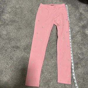 Girls Youth Pink Leggings Gap Kids Medium 8 Stars Bejeweled - Picture 1 of 7