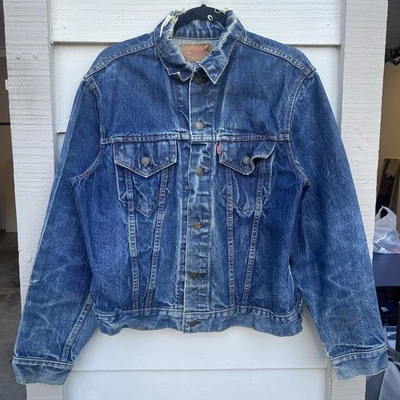 复古 20 世纪 60 年代/70 年代 Levi’s Big E 牛仔夹克 70505-0217 46 XL 美国制造 — 第 1/4 张图片