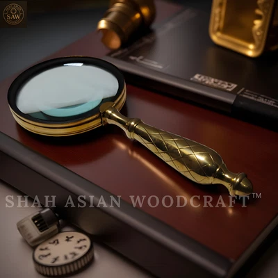 Lupa antigua de latón pesado lupa sólida vintage y un regalo premium Foto 1 de 4