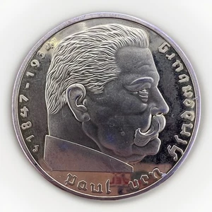 Germania commemorativa - 5 Reichsmark Paul Von Hindenburg placcato oro 28,66gr - Foto 1 di 2