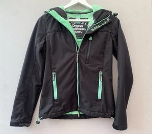 Ladies SUPERDRY WINDTREKKER Jacket XS Original Black Fleece Lined Hooded UK 8/10 - Picture 1 of 9
