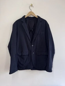 Stüssy Navy Seersucker 100% Cotton Blazer Jacket Size L - Picture 1 of 5