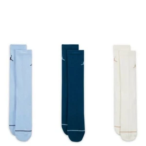 Paquete de 3 calcetines Nike Air Jordan Everyday Max $24 AZUL Blanco talla M 6-8 - Imagen 1 de 8