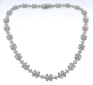 New Jean Dousset 33.8tcw Absolute CZ Round Pear Flower Sterling Tennis Necklace - Picture 1 of 11