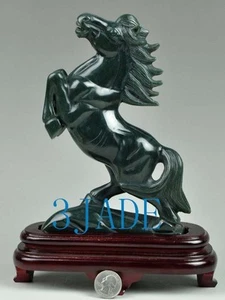 Estatua natural de caballo de cría de jade de nefrita/escultura tallada de caballo de pie - Imagen 1 de 6