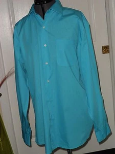 #BILL ROBINSON MEN'S DRESS SHIRT SIZE L (16-16 1/2) BUTTON FRONT TURQUOISE NWT - Picture 1 of 1