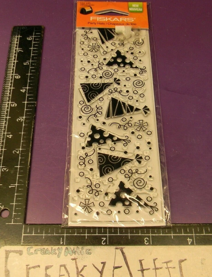 SOMBREROS DE FIESTA CONFETI 1 ADHESIVO ACRÍLICO TRANSPARENTE SELLOS FISKARS CREAKYATTIC Foto 1 de 1