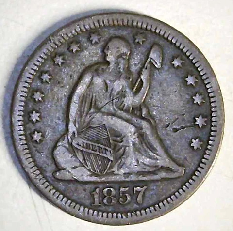 1857 US Seated Liberty Quarter, Type 2 No Motto - Better Coin       (VA74) Cover