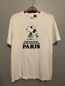 Zara X Peanuts Snoopy Paris France White T-Shirt Size Large (D235) - Picture 1 of 5
