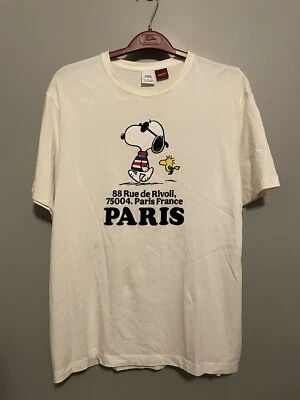 Camiseta Zara X Peanuts Snoopy Paris Francia Blanca Talla Grande (D235) Foto 1 de 4
