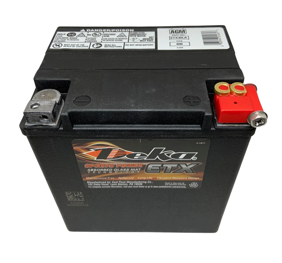 Deka ETX30L 12V AGM Motorcycle Battery 400CCA Maintenance-Free OEM 1Yr Warranty - Image 1 of 3