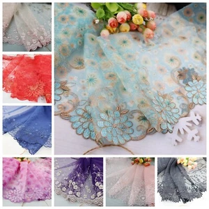 1 Yard Delicate  Embroidered Flower Tulle Lace trim Wedding/sewing/craft Lace 63 - Picture 1 of 84