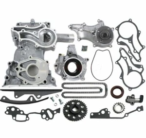 FIT TOYOTA 2.4L 22RE TIMING COVER CHAIN KIT(2 Heavy Duty Rails)+OIL WATER PUMP - Picture 1 of 9