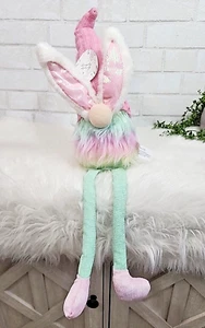 Easter Bunny Rabbit Gnome Shelf Sitter Pink Ears Plush Spring Tabletop 25" NEW - Picture 1 of 7