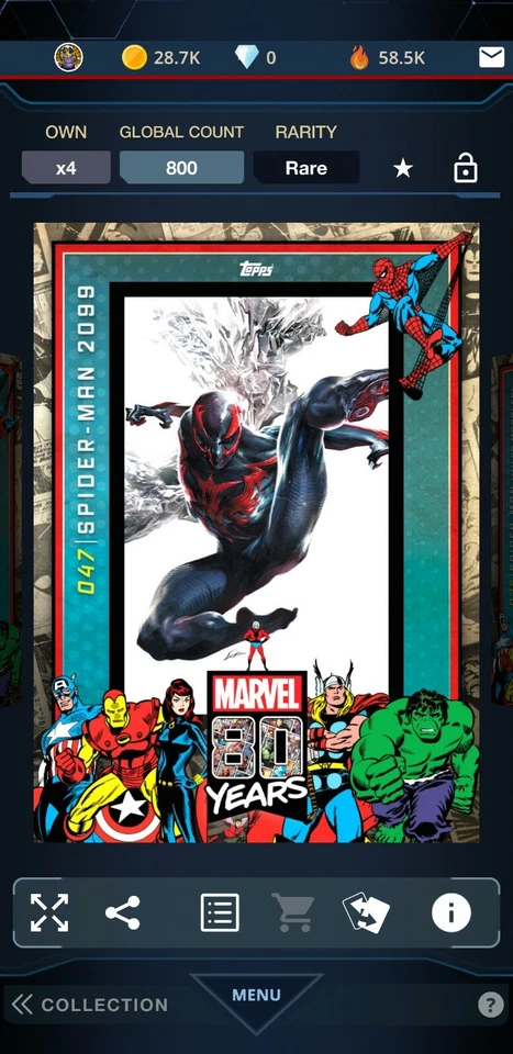 Topps Marvel Collect DIGITAL 80 YEARS CELEBRATION SPIDER-MAN 2099 - Image 1 of 1
