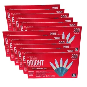 Clear Light Set 300 Lights Green Wire Indoor/Outdoor (Case of 12 - 3600 Lights) - Picture 1 of 3