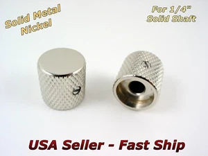 2 Metal Flat-Top Control Knobs for Fender Telecaster & P-Bass Nickel 1/4" KOREA - Picture 1 of 4