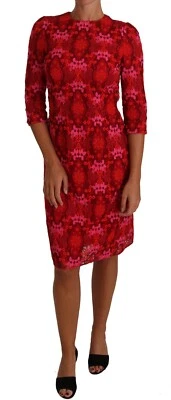 DOLCE & GABBANA Floral Crochet Lace Red Pink Sheath Dress IT40/US6/S 5500usd - Image 1 of 4