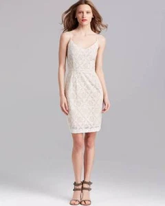 Joie Off White Geo Crochet Lace Orchard B S/L Dress $258 NWT M - Picture 1 of 12