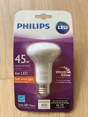 Philips 6w LED 45w 450 Lumens E26 Dimmable Warm Glow Soft White Light Bulb - Image 1 of 2