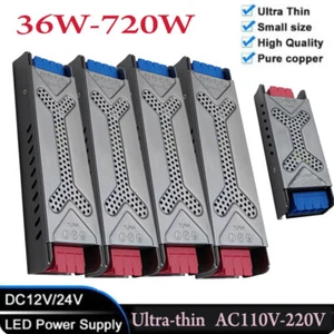 DC 12V 24V 60W-720W Power Supply Ultra Thin Adapter LED Light Driver Transformer - Picture 1 of 31