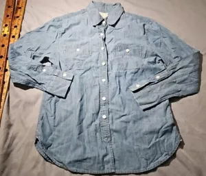 J Crew Shirt Womens Small Blue Chambray Japanese Selvedge 100% Cotton Button Up - Bild 1 von 11
