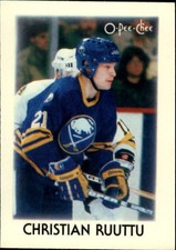 1987-88 O-Pee-Chee Minis Buffalo Sabres Hockey Card #37 Christian Ruuttu
