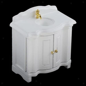 1:12 Casa delle bambole Lavandino bianco Lavandino Mobili da bagno Accessori - Foto 1 di 7
