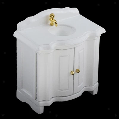1:12 Casa delle bambole Lavandino bianco Lavandino Mobili da bagno Accessori - Immagine 1 di 4