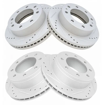 4pc Performance Drilled Slotted Front & Rear Coated Brake Rotor Set Kit Foto 1 de 4