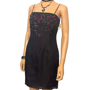 Laundry Shelli Segal Kleid Gr. 4 Vintage Seide Blumen Y2K dunkel kokett romantisch - Bild 1 von 16