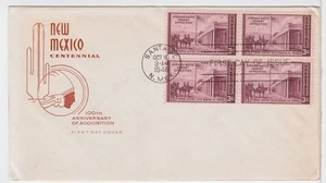 Turtles TradingPost - New Mexico Centennial - 1946 FDC #944 House of Farnam Block 4 - Bild 1 von 1