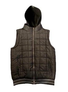 Hooded Zip Up Vest Men M Black - Picture 1 of 3
