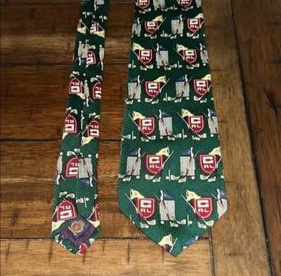 De colección Chaps Ralph Lauren Corbata Polo Cresta Banderas Verde Seda EE. UU. Prendas para el Cuello Preppy Foto 1 de 3