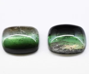 59 Ct Natural Bi-Color Tourmaline Cabochon GTL Certified Untreated Gemstone Pair - Picture 1 of 6