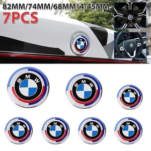 7pcs BMW 50th Anniversary Emblem Centre Caps Badges Set 82mm 74mm 68mm 45mm New - Picture 1 of 11